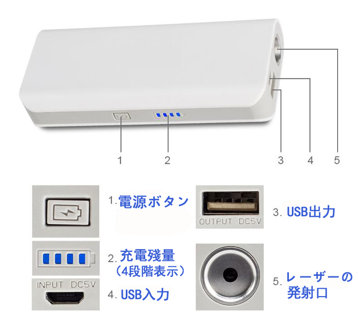 充電+5in1満天の星レーザー モバイルバッテリーおすすめ