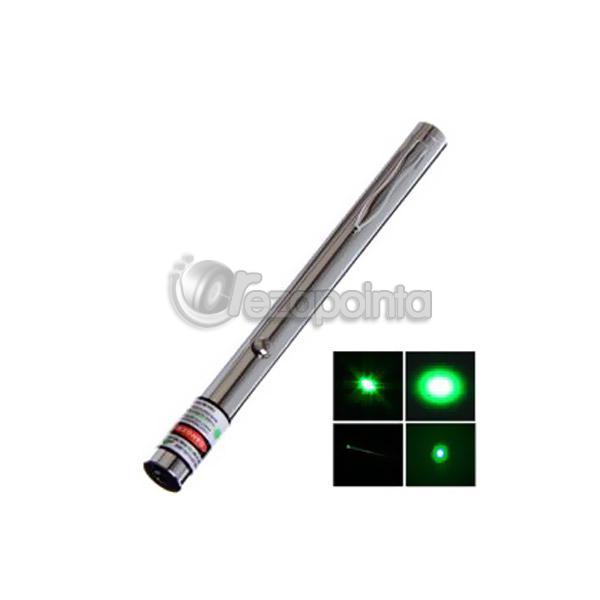 200mW ペン型 高出力 緑色レーザーポインター／レーザー指示棒　グリーン　シンプル 贈り物 プレゼントとして最適　上品なシルバー
