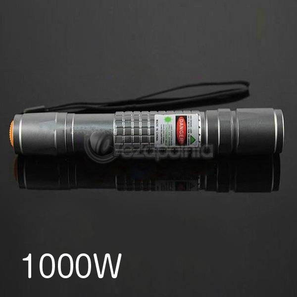 緑色光 防水レーザーポインター 1W 1000mW 超高出力 グリーンレーザー 20M防水 固定焦点 シルバー