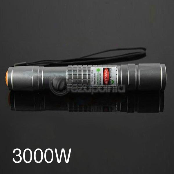3W超高出力 緑色光レーザーポインター レーザー指示器 防水 3000mWグリーンレーザーポインター 点火可能 シルバー